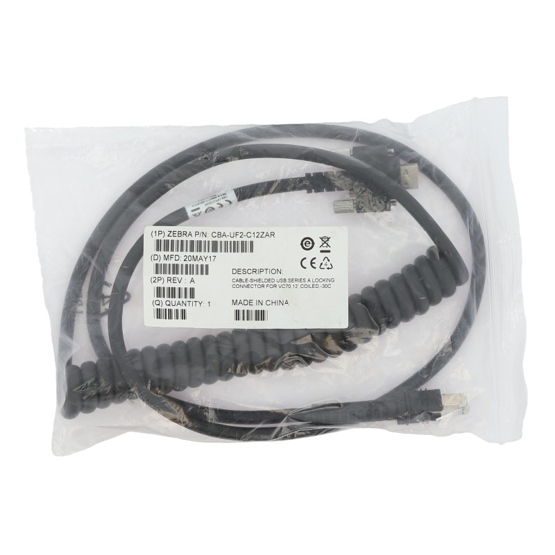 Zebra Cable-Shielded USB. Series a Locking Connector for VC70 CBA-UF2-C12ZAR (E11)